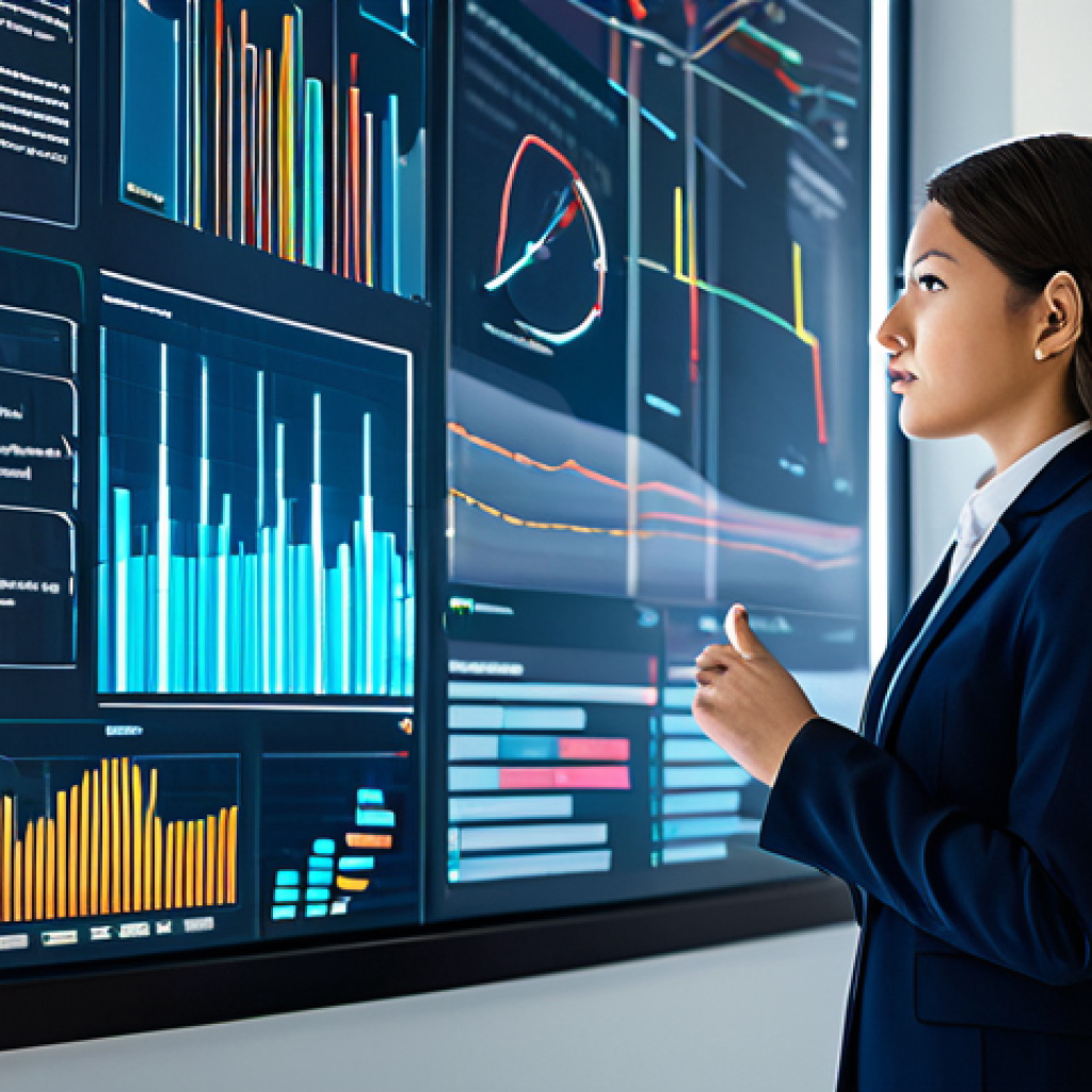 A focused business professional, fully clothed in a sharp, modest business suit, observing a large, transparent digital display showing complex data visualizations and customer journey maps. The setting is a modern, sleek digital strategy room with soft ambient lighting. Subtle glowing lines connect data points, representing insightful digital consumer behavior. The professional has a thoughtful, intelligent expression. High-resolution, professional studio photography, crisp details, vibrant colors, perfect anatomy, correct proportions, natural pose, natural body proportions, well-formed hands, proper finger count, safe for work, appropriate content, fully clothed, professional dress.