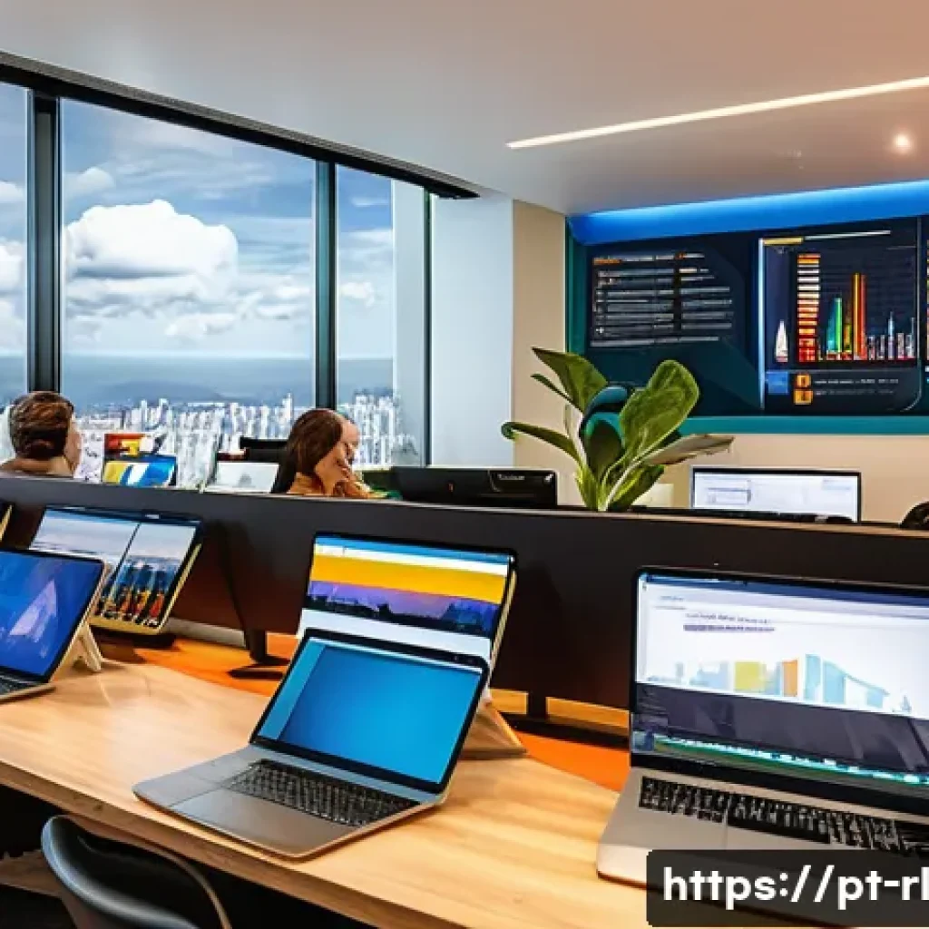 B2C 세일즈 퍼널 최적화 기법 - A vibrant digital marketing office scene in São Paulo, Brazil, showing a diverse team of young profe...